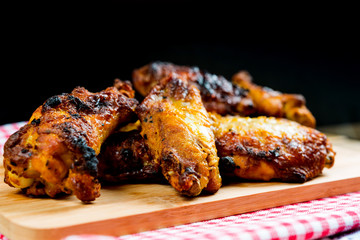 fried chicken wings on table