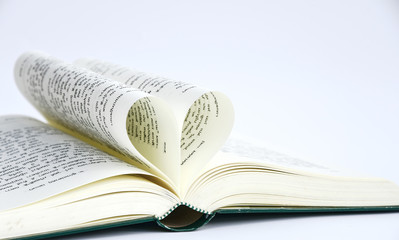 books heart shape on white  background