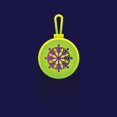 icon. Christmas ball. snowflake on blue background