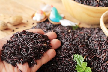Black jasmine rice or organic riceberry rice