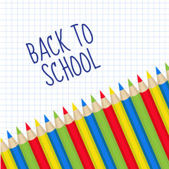 Obraz premium Colored pencils frame for text. Back to school frame, invitation. Vector illustration