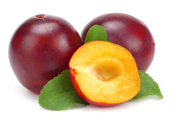 fresh plum fruit isolated on white background