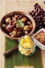 Chinese dessert with longan syrup is delicious