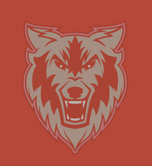 Wolf grining head illustration