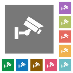 Security camera square flat icons