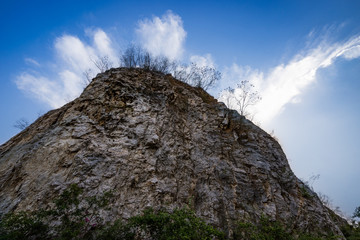 surface of mountain on blue sky and cloudscape