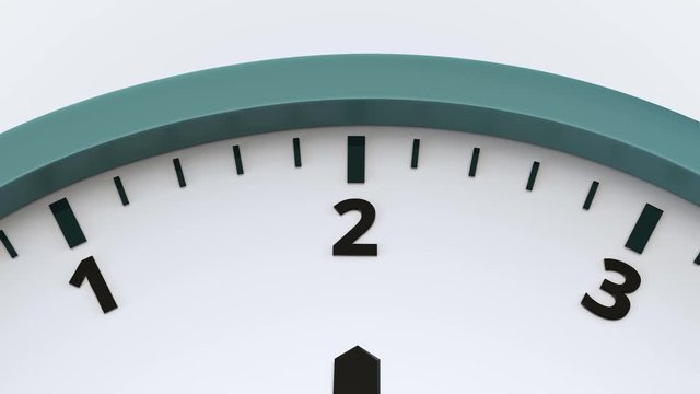Close-up showing clock face that stops every hour.
Loop ready animation of passing time.