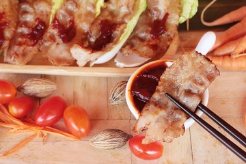 Grilled pork belly korean food is delicious