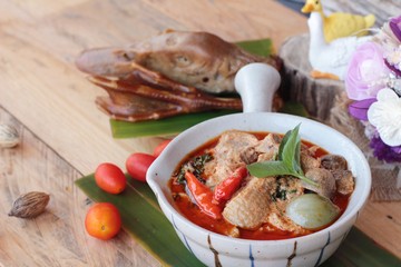 Red curry with roast duck is delicious