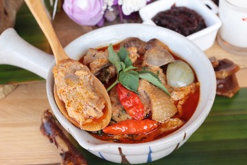 Red curry with roast duck is delicious