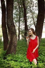 Photo session of a girl in the forest