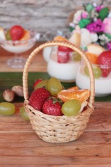 Fresh milk pudding with mix fruit tasty