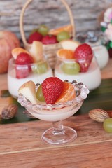 Fresh milk pudding with mix fruit tasty
