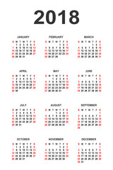 Calendar 2018 year vector design template