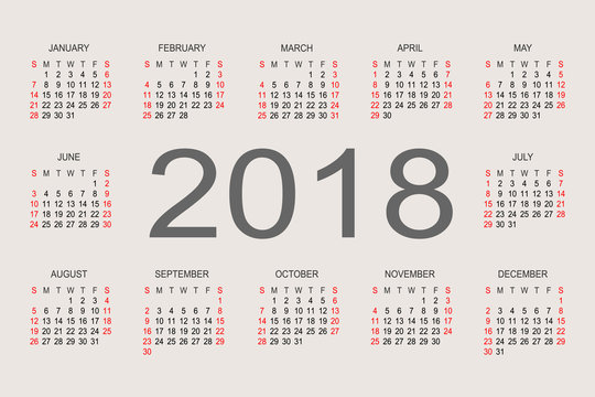 Calendar 2018 year vector design template