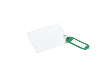 Proximity card and green tag on isolated background.