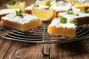 Delicious lemon pie bars on cooling grid