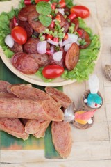 Chinese sausage (Gun-chiang) and fried sausage tasty