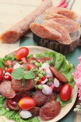 Chinese sausage (Gun-chiang) and fried sausage tasty