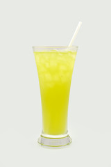 Iced green tea on white background