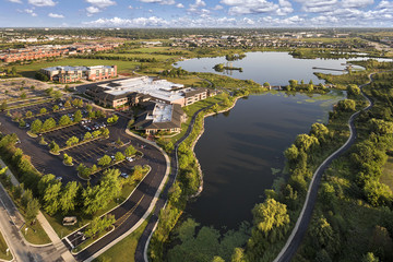 Aerial View of Lake and Community Center