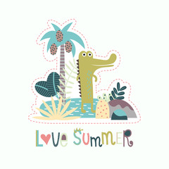 Baby background with crocodile