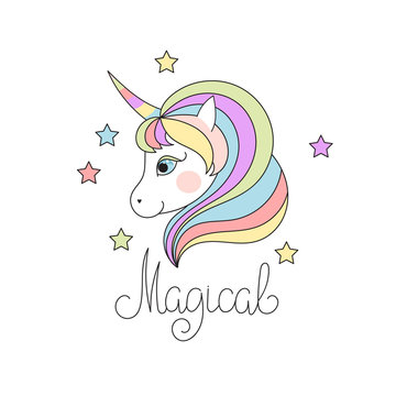 Cute Magical Unicorn Head