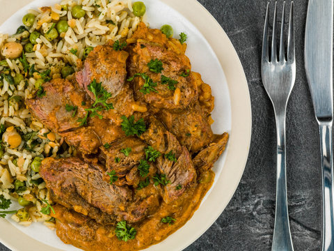 Aromatic Lamb Curry With Vegetable Rice