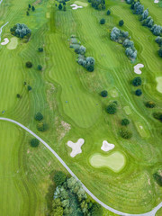 Aerial view of footpath on golf course in Europe