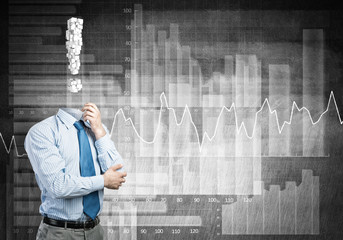 Pensive headless businessman