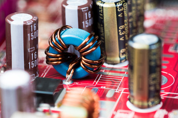 Abstract, close up of Circuits Electronic on Mainboard Technology computer background 
(logic...