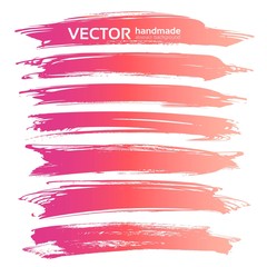 Obraz premium Abstract big long pink strokes set isolated on a white background