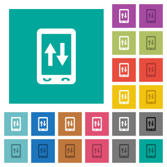 Mobile data traffic square flat multi colored icons