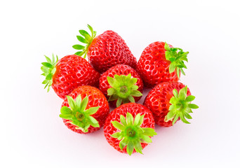 Fresh Red Strawberries Isolated on White Background