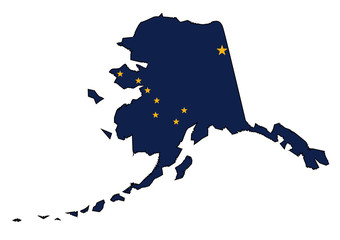Alaska State Outline Map and Flag - 166607273