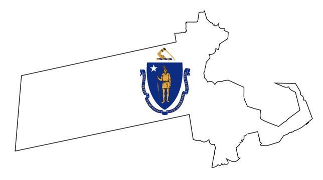 Massachusetts Outline Map And Flag