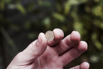 Polish money in hand