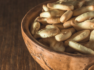 Cookies in the form of fish in ceramic bowl