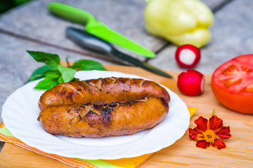 Grilled BBQ sausages
