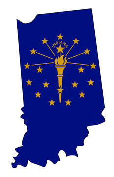 Indiana Outline Map And Flag