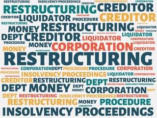 Fototapeta premium RESTRUCTURING - image with words associated with the topic INSOLVENCY, word, image, illustration