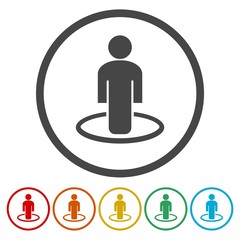 Street View icons set vector, person standing 