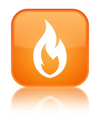 Fire flame icon special orange square button