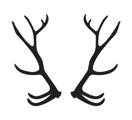 Obraz premium black silhouette of deer antlers- vector illustration