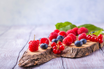Sugar waffle cone with forest berries horizontal