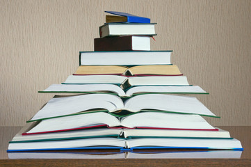 Stack of different books on the table