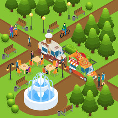 Isometric Colorful Street Food Concept