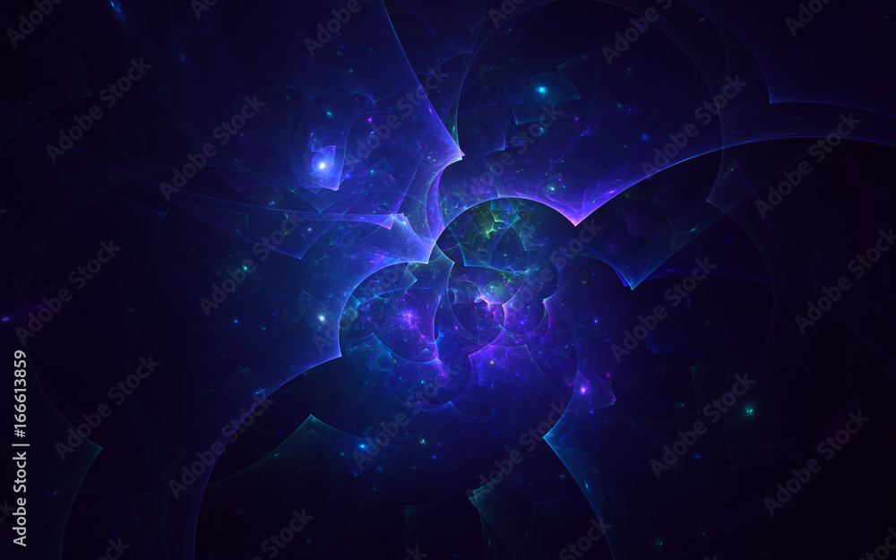 Poster 3d rendering abstract fractal light background