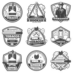 Vintage Monochrome Smoking Labels Set