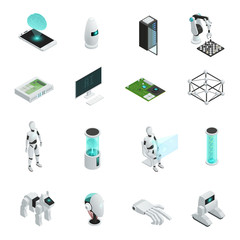 Artificial Intelligence Isometric Icon Set